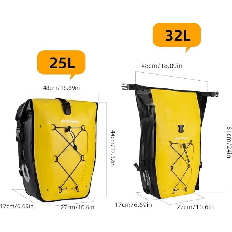 Rockbros waterproof trunk yellow sárga táska