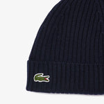Lacoste Ribbed Wool Beanie Navy Blue - RB0001-166 uniwersalny sapka