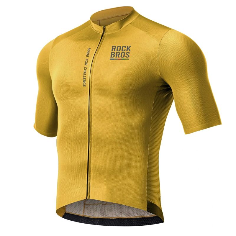 Rockbros 15120014025 ROAD TO SKY men's cycling jersey short sleeve L - yellow l \ żółty póló