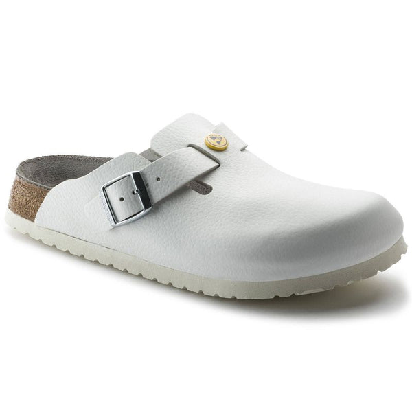 Birkenstock Women's Boston ESD White clogs natural leather medical narrow slippers (0061378) cipő