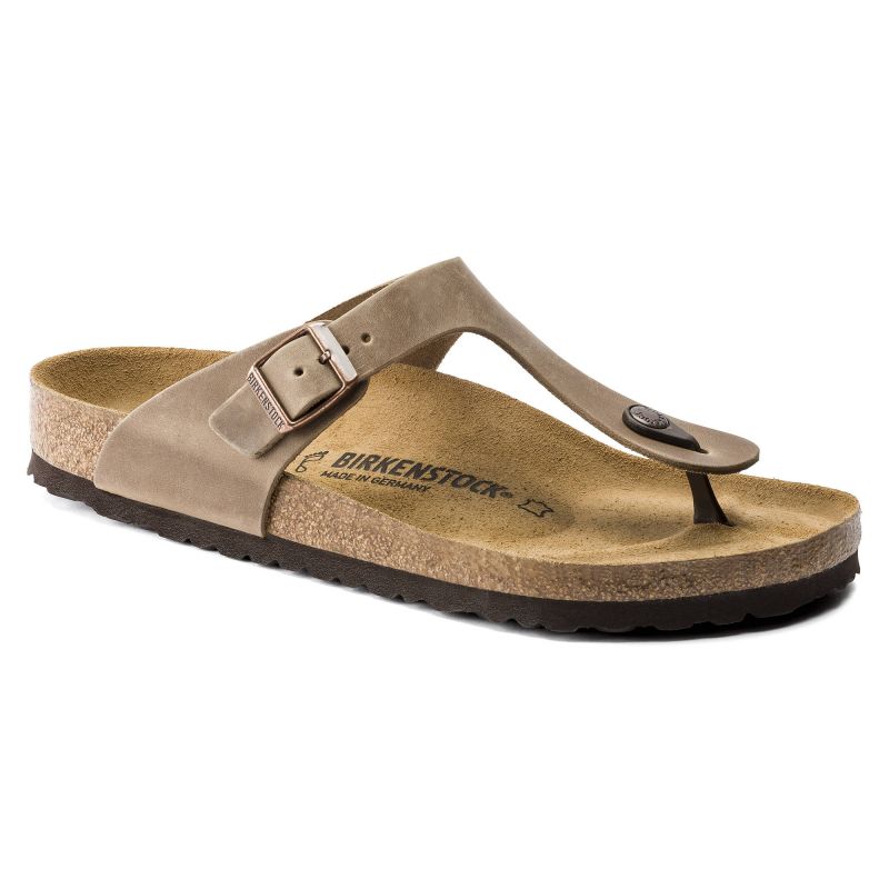 Birkenstock Gizeh Oiled Leather Tobacco Brown Narrow Women's Flip-Flops (0943813) general