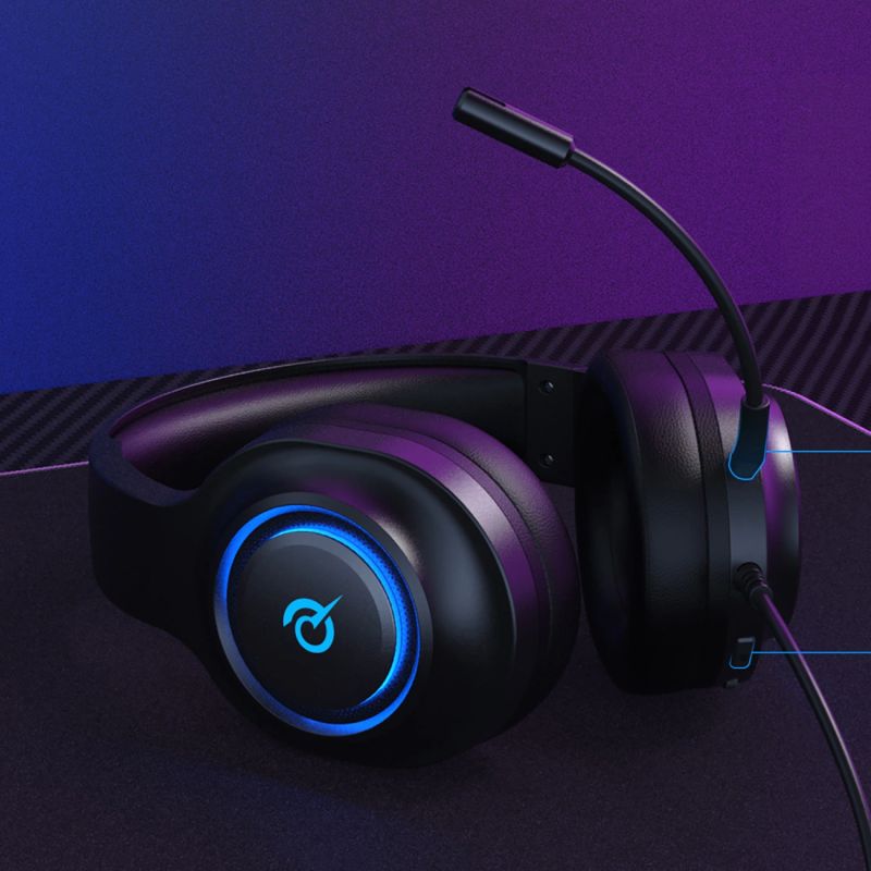 head QCY V200 Pro Wired Gaming Headphones with 7.1 Sound and Detachable Microphone - Black przewodowe \ czarny headsets