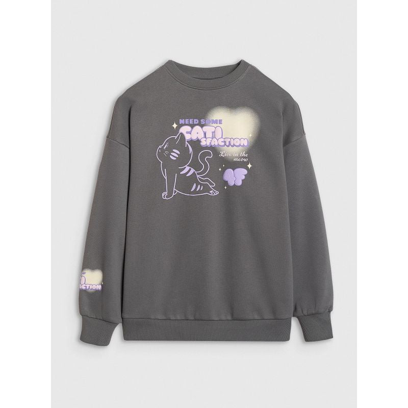 Oversized sweatshirt without a hood for girls 4F 4FJRAW25TSWSF2438-22S pulóver