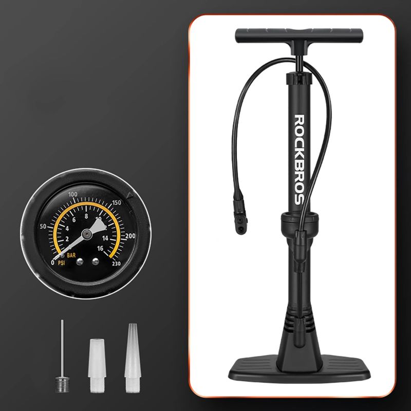 Rockbros 42510001001 floor bicycle pump - black fekete pumps