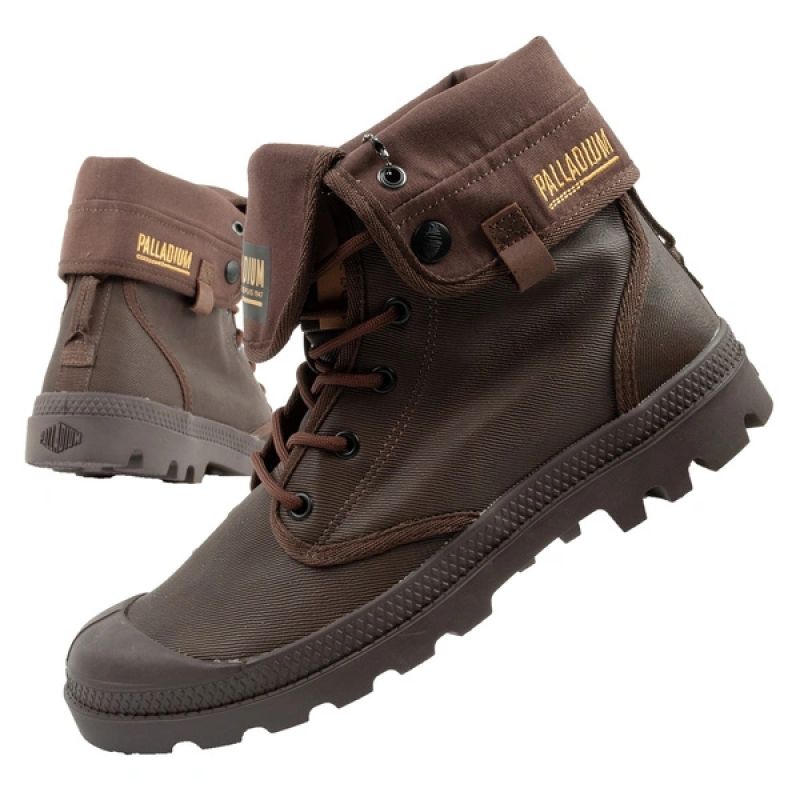 Palladium Men's Baggy Coated High Top Sneakers, Fashionable Dark barna utcai cipő