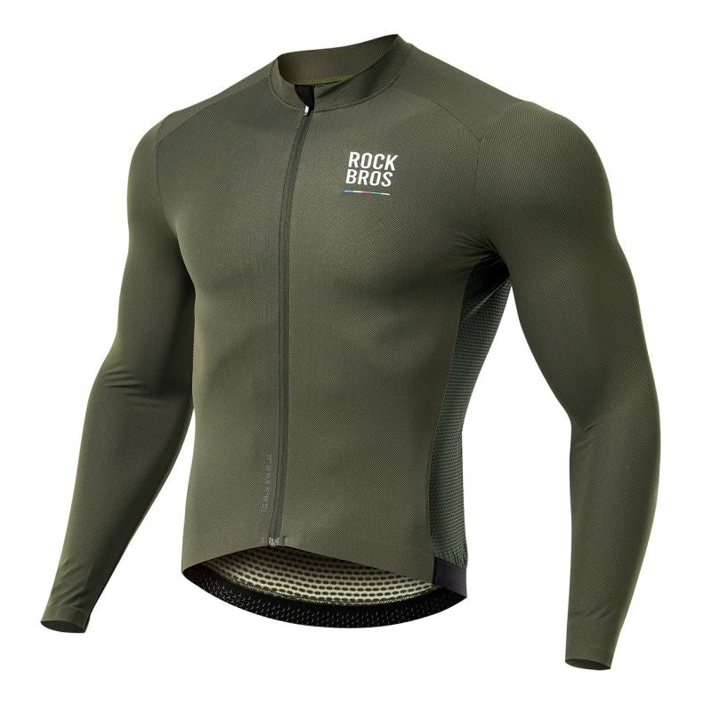 Rockbros 15220003004 ROAD TO SKY men's cycling jersey long sleeve - green zöld póló