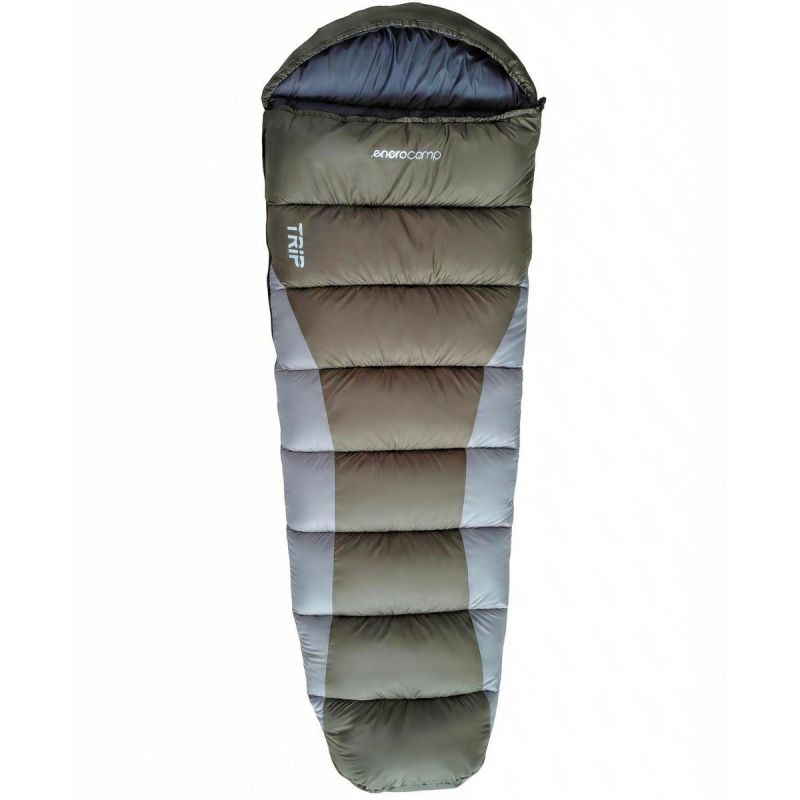 Enero Trip Green-Gray Tourist Sleeping Bag With Compression Camp szürke tourist equipment
