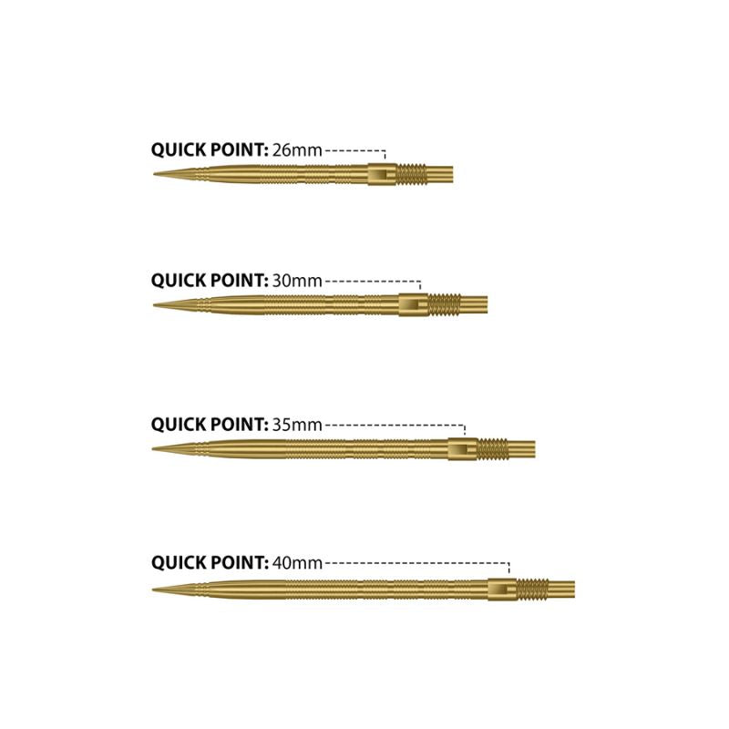 Harrows QUICK POINT sharp steel tips - MICRO RIGDE gold 40 mm leggings