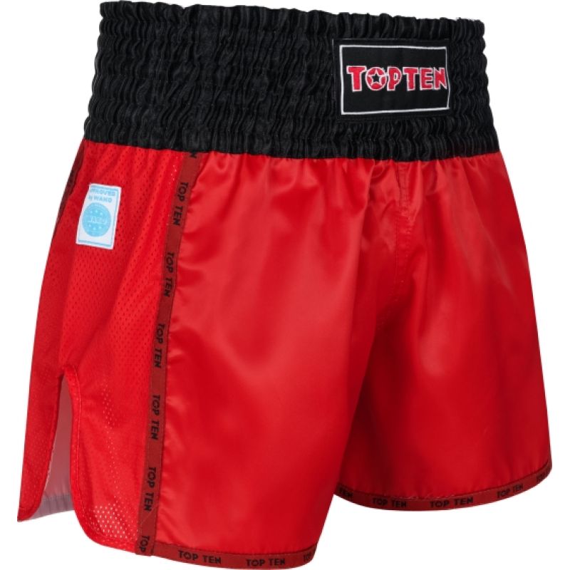 TOP TEN KicksOff Kickboxing (WAKO APPROVED) czerwony+m short