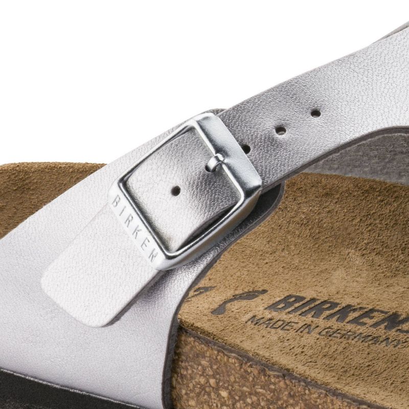 Birkenstock Gizeh Birko-Flor silver regular wide women's flip-flops (0043851) general