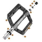 Rockbros Reflective Nylon Bicycle Pedals - Black