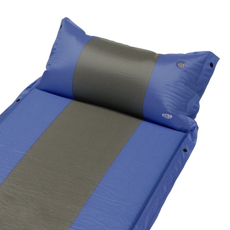 NILS CAMP NC4349 Self-Inflating Mat with Pillow Blue-Gray