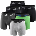 Puma Men's Boxershorts 6-Pack Black Green Boxer Briefs szürke fehérnemű 7012182544733