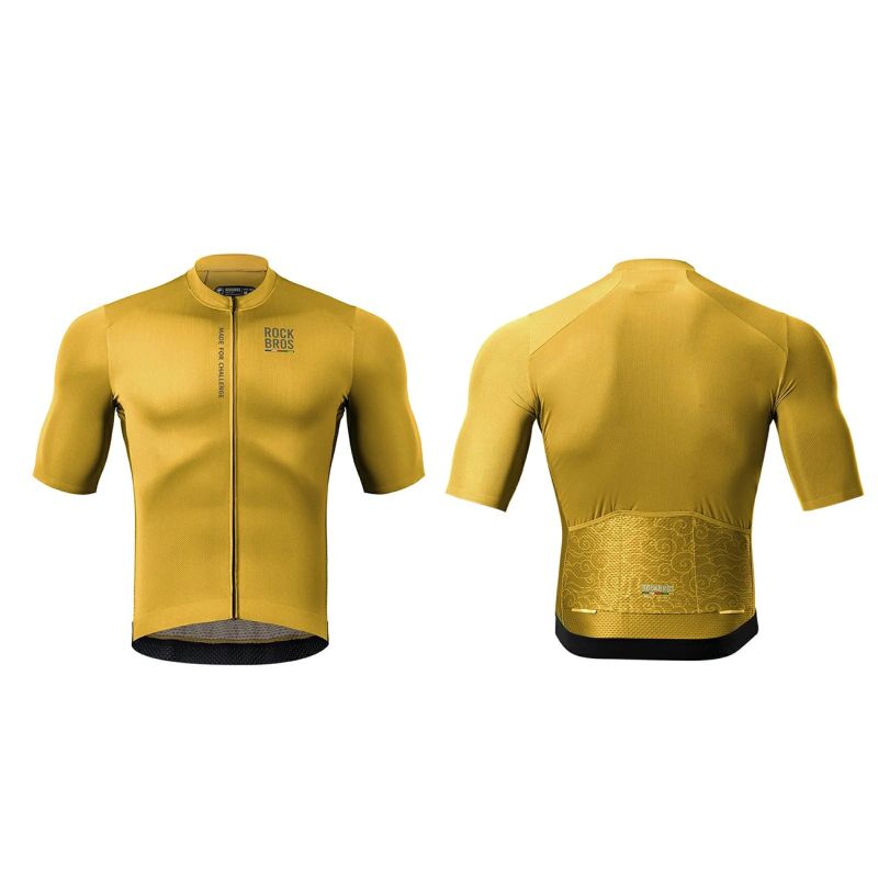 Rockbros 15120014024 ROAD TO SKY men's cycling jersey short sleeve M - yellow m \ żółty póló