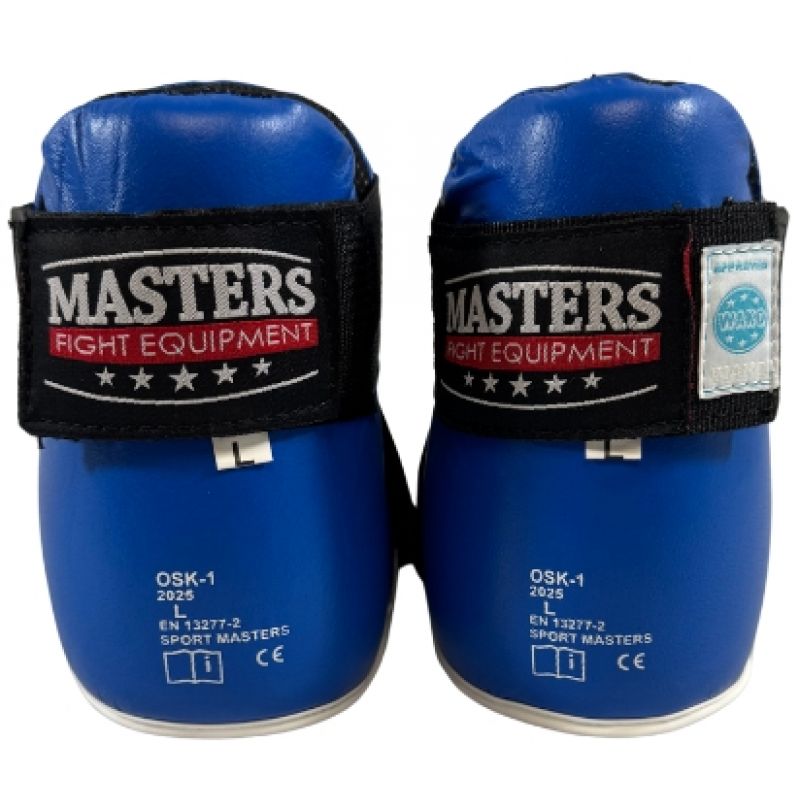 MASTERS FIGHT EQUIPMENT OSK-1 leather foot protectors (WAKO APPROVED) piros védőfelszerelés 03041-02M