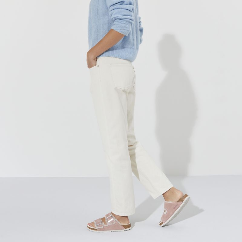 Birkenstock Arizona Suede Leather Shearling Pink Clay LAF Narrow Insulated Flip-Flops (1023258) cipő