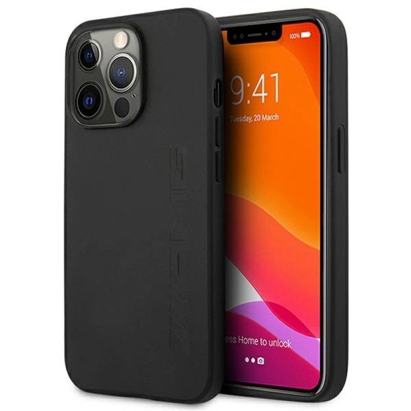 AMG AMHCP14XDOLBK iPhone 14 Pro Max 6.7 " / black hardcase Leather Hot Stamped fekete utcai cipő