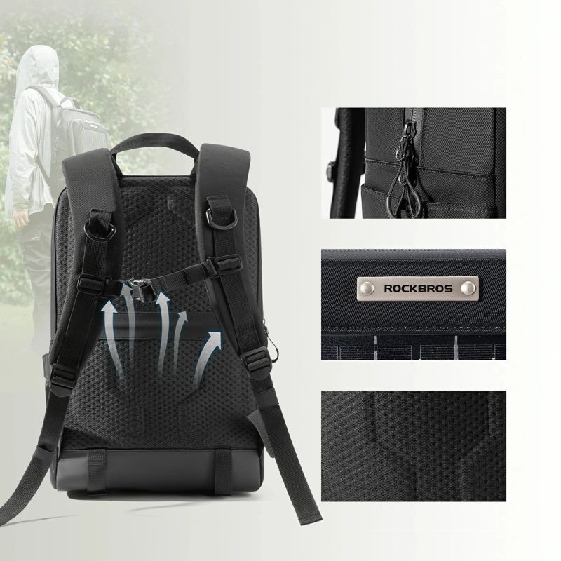 Rockbros H51 Cycling Backpack with Solar Panel - Black fekete hátizsák