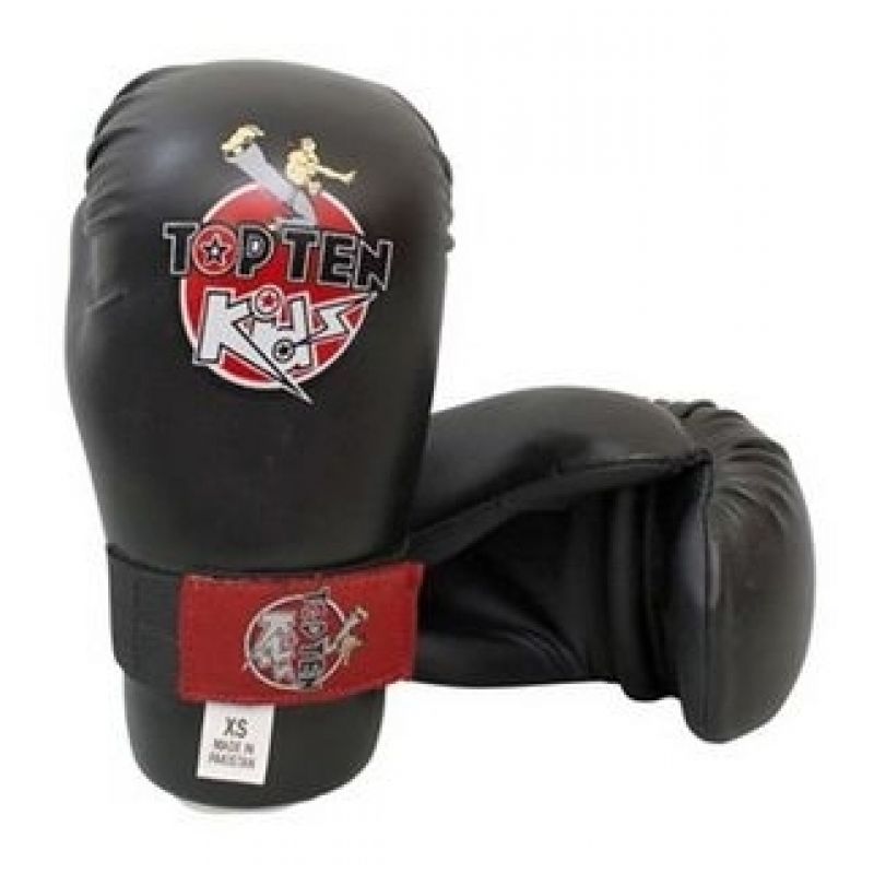 TOP TEN Pointfighter Open Gloves - ROTT-KIDS czerwony kesztyű