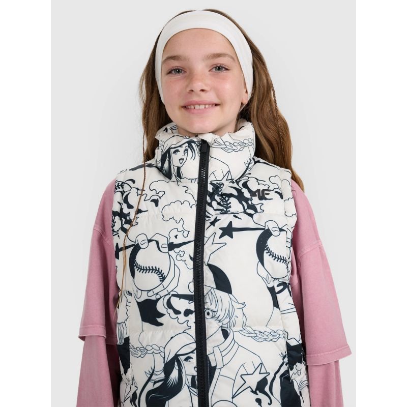 Girls' down vest with synthetic filling 4F 4FJRAW25TVJAF320-11A mellény