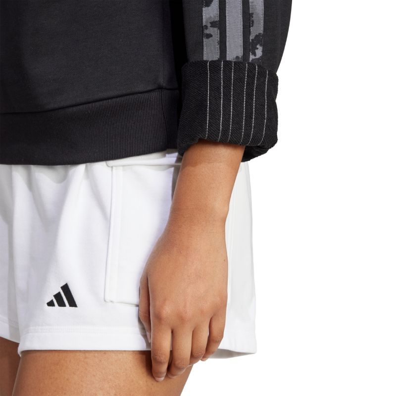 adidas Women's Animal Print 3-Stripes French Terry Sweatshirt Black JM1835 General