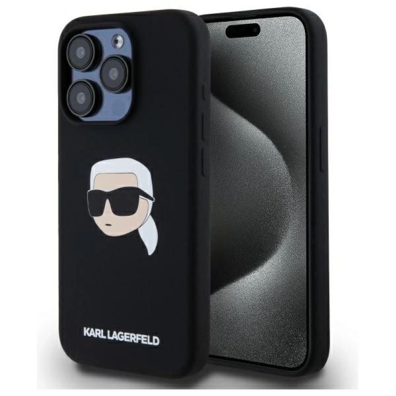 Karl Lagerfeld KLHMP15LSKHPPLK iPhone 15 Pro 6.1" /black hardcase Silicone Karl Head Print MagSafe fekete cases