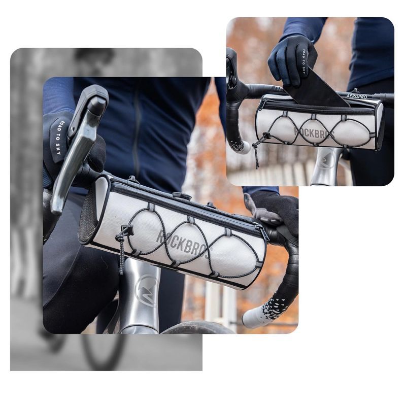 Rockbros TL002 ROAD TO SKY 1.5L Handlebar Waterproof – White biały sporttáska 5907769384219-211531