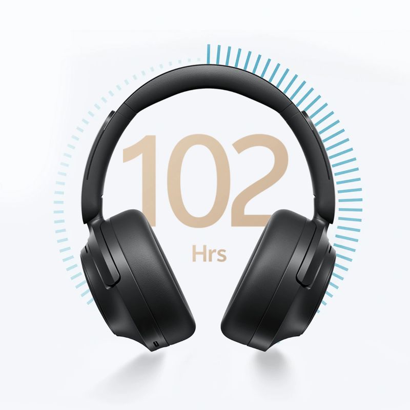 head QCY H3S Wireless On-Ear Headphones with LDAC and ANC Noise Cancellation - Black czarny headsets