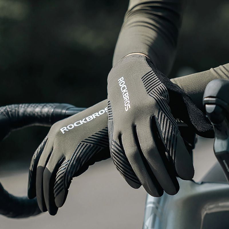 Rockbros cycling gloves spring/summer/autumn, full, size: S - green zielony \ s kesztyű