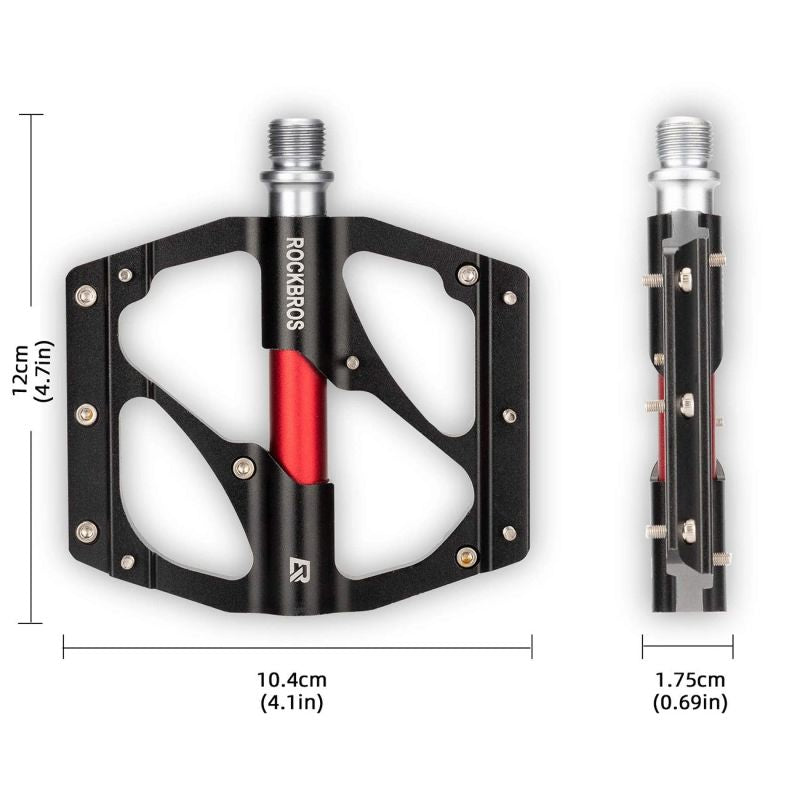 Rockbros 2020-12BBK Platform Aluminum Bicycle Pedals - Black