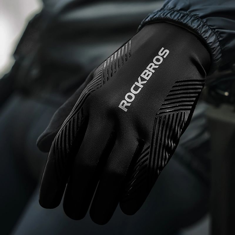 Rockbros cycling gloves spring/summer/autumn, full, size: XL - black czarny \ xl kesztyű