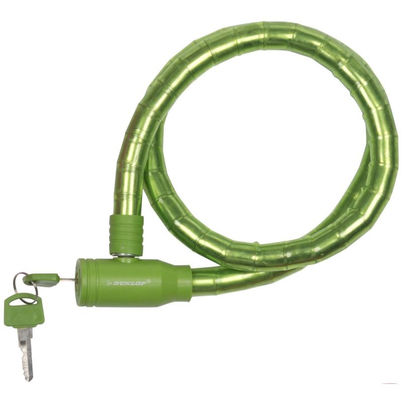 Dunlop GREEN SPIRAL BIKE LOCK WITH KEY, HOSE, zöld kiegészítő GSP-1042664