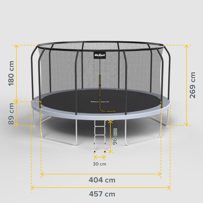 Rebel Active Trampoline Pro 15ft/457cm, Net, Ladder sportfelszerelés RBA-8005