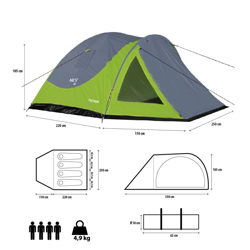 Nc6006 Green-Grey Discovery Nils Camp Tent szürke hátizsák