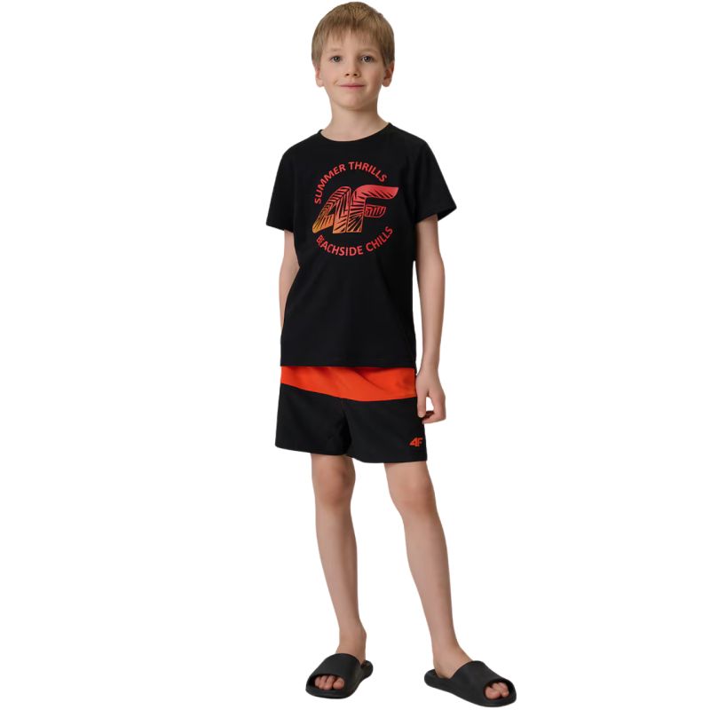 4F Boy's T-shirt M3284 deep 20S fekete póló 4FJWSS26TTSHM328420S