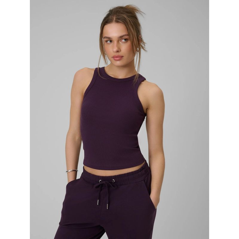 Women's slim ribbed knit top 4F