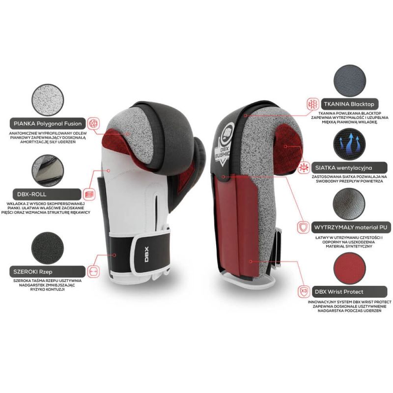 DBX Bushido 10oz Boxing Gloves - Phantom White - Valor Series fehér kesztyű