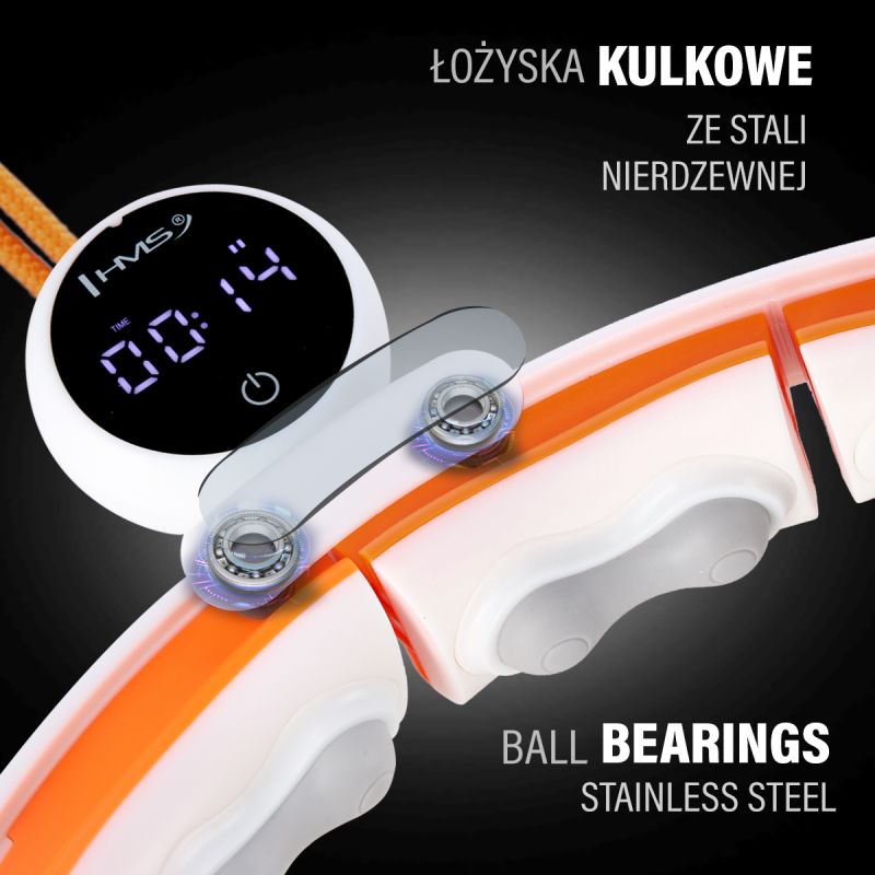 HMS Hhm21 Hula Hop White/Orange With Magnets, Tpe Protection And Weight + Counter narancssárga edzéssegítő 17-44-597