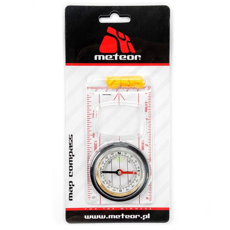 Meteor Compass with Ruler fekete compasses, tourist equipment