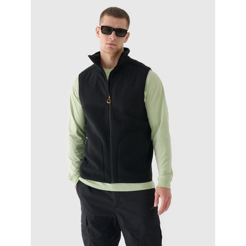 Men's sherpa vest with stand-up collar 4F 4FRAW24TVESM172-20S mellény