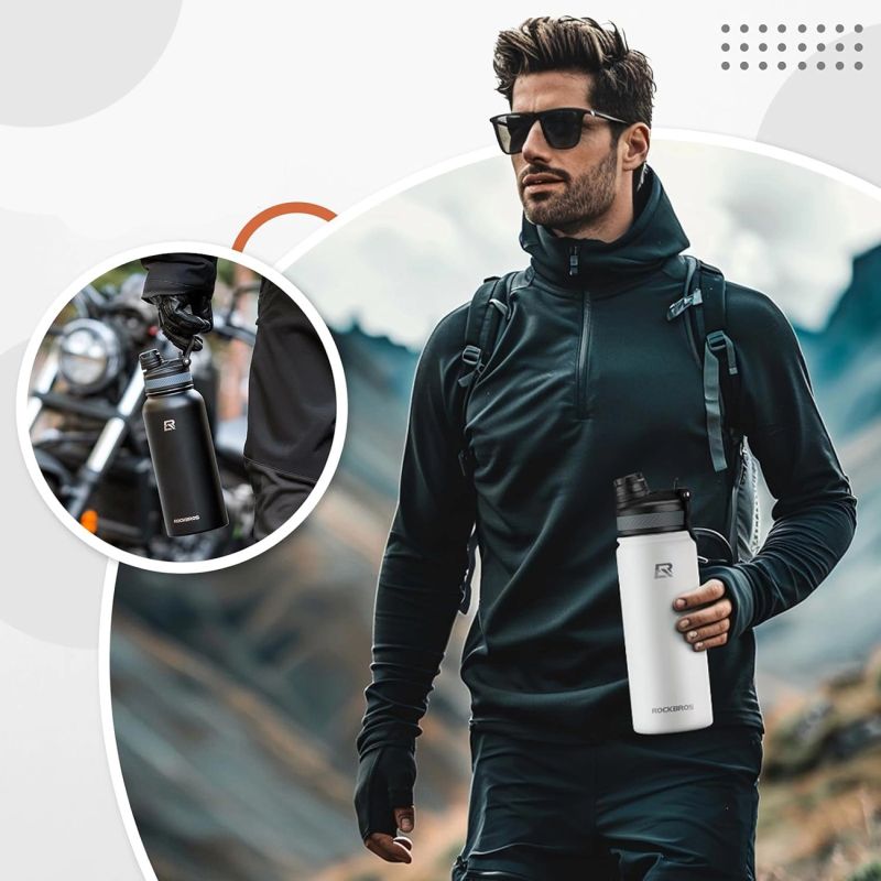 Rockbros 35210029006 thermal bicycle bottle for drinks 650 ml - white biały \ 650 ml water bottles, training equipment, tourist equipment