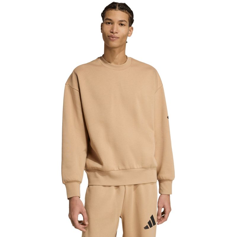 adidas Men's Essentials Loose Fit 3 Bar Logo Beige Sweatshirt JX5668 General