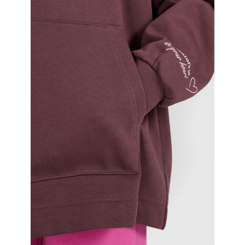 Oversized sweatshirt with hood, unzipped, for girls, 4F 4FJRAW25TSWSF2429-51S kapucnis pulóver