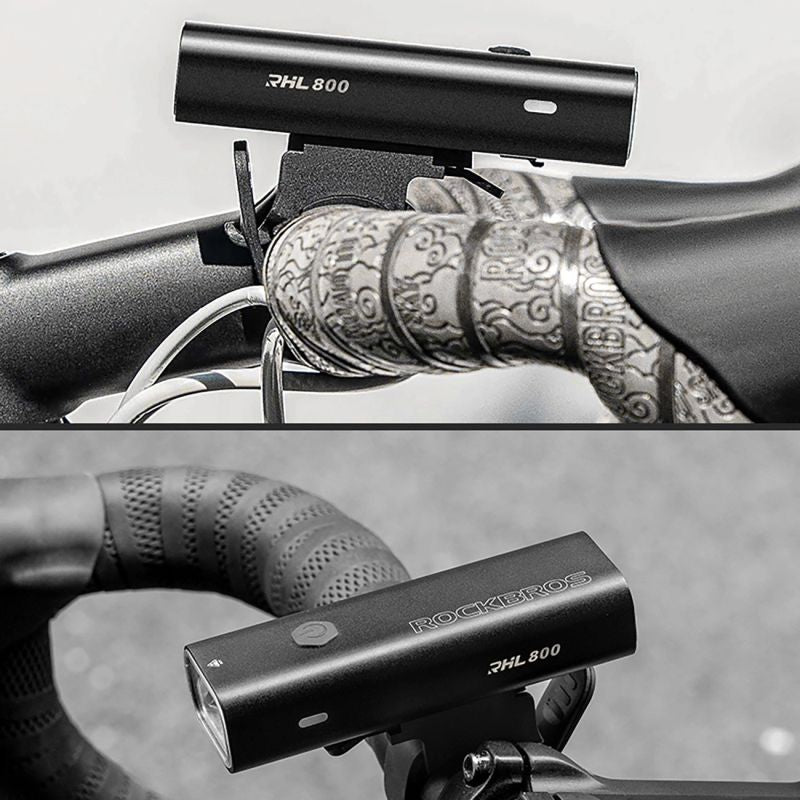 Rockbros 24710012001 front bicycle light 800 lm + USB-C - USB-A cable - black fekete lights, tourist equipment