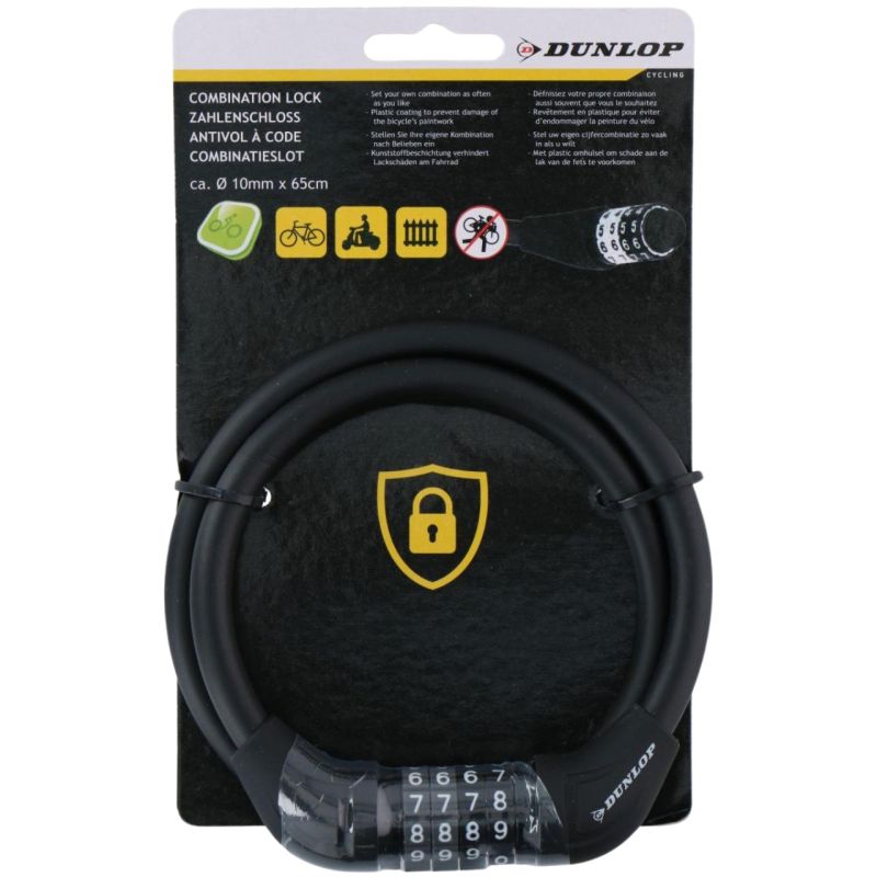 Dunlop bike lock, cable, code 10 mm x fekete hátizsák 1042497