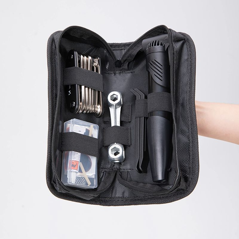 Wozinsky WMZ-01N tool kit, 16-in-1 bicycle multitool, pump, wrenches, inner tube kit - black fekete elektronika 304004-199005