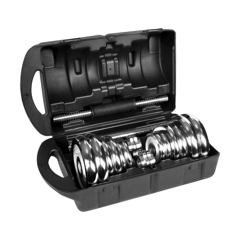 Rebel Active Adjustable Chrome Dumbbells In Case With Bar, 20 Kg Set edzőfelszerelés RBA-2326-20