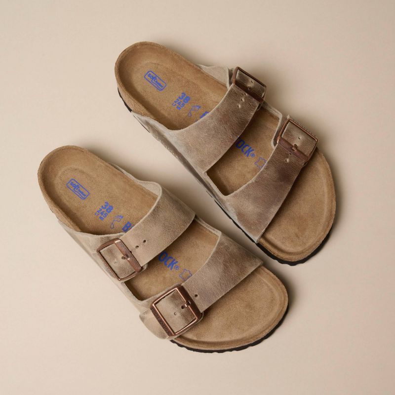 Birkenstock Arizona Soft Footbed Oiled Leather Tabacco Brown Narrow Women's/Men's Slides (0552813) cipő