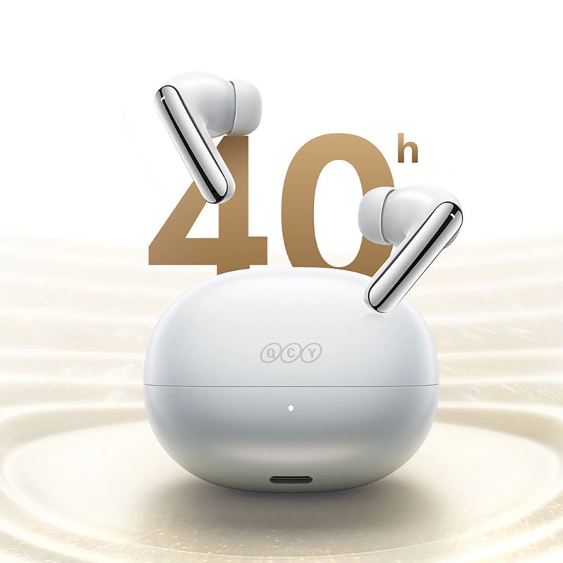head QCY MeloBuds N20 Wireless In-Ear Noise Cancelling ANC Headphones - White biały headsets