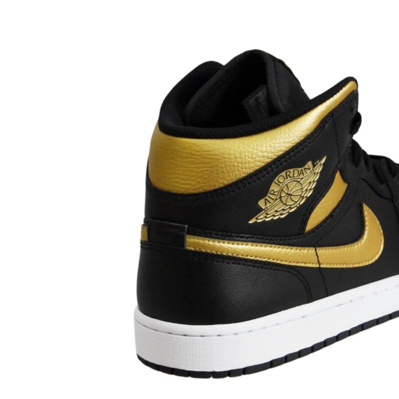 AIR Jordan 1 Mid (GS) Basketball Black/Metallic Gold - arany cipő